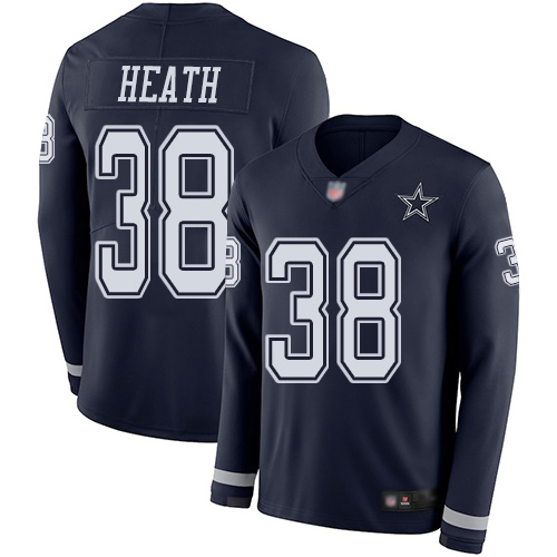 Men Dallas Cowboys Limited Navy Blue Jeff Heath #38 Therma Long Sleeve NFL Jersey